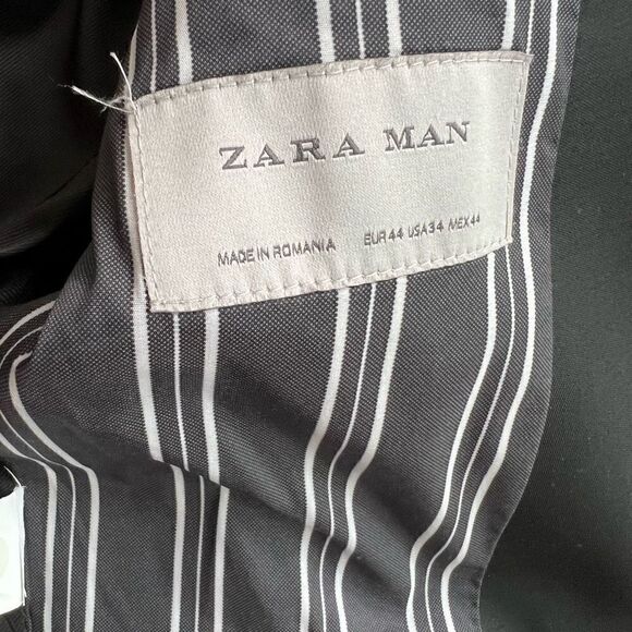Zara Man Men’s Black Long Sleeve Blazer Jacket Size 34 - Picture 3 of 4